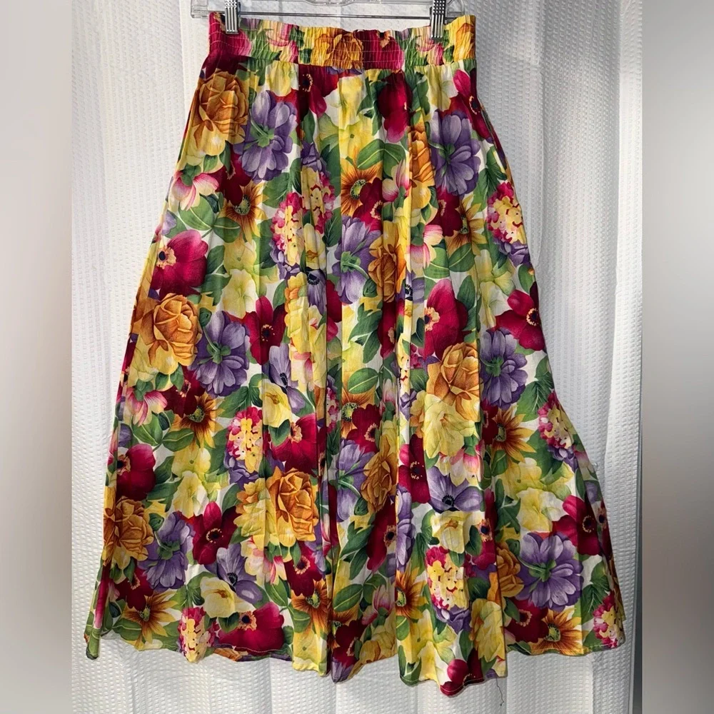 Marisa Christina Classics Vintage Maxi Floral Skirt With Pockets Size S
